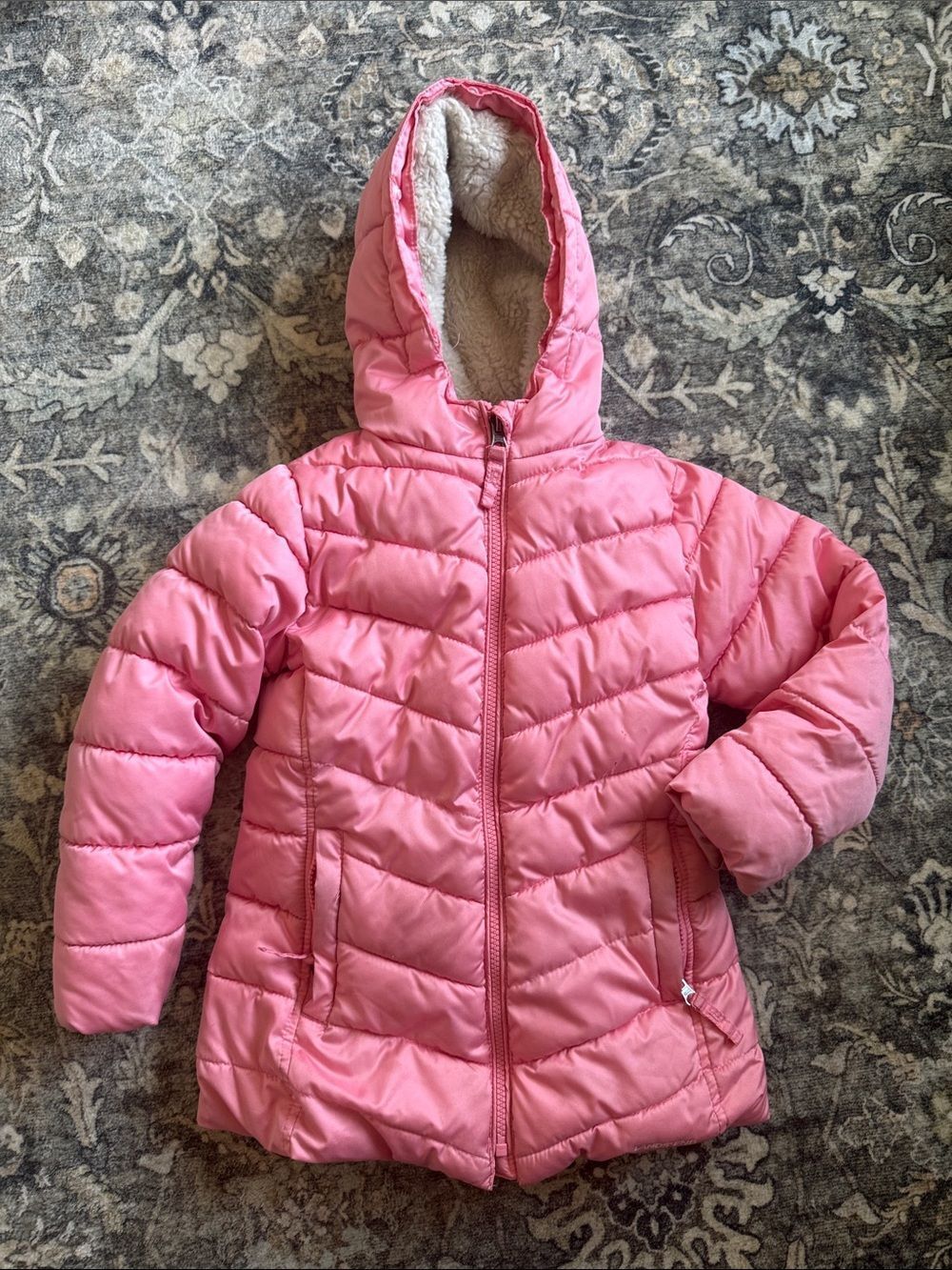 Lands' End Light Pink Quilted Hooded Jacket